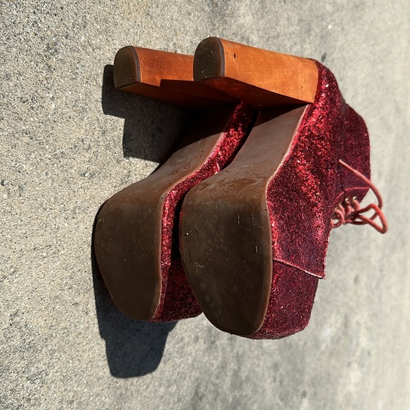Jeffrey Campbell Red Glitter Lita Platform Boots - Picture 4 of 6
